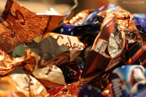 Variety of business waste types segregated for disposal